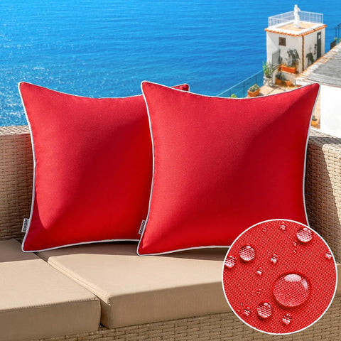 MIULEE outdoor pillow cover red - waterproof fabric protects against splashes on patio