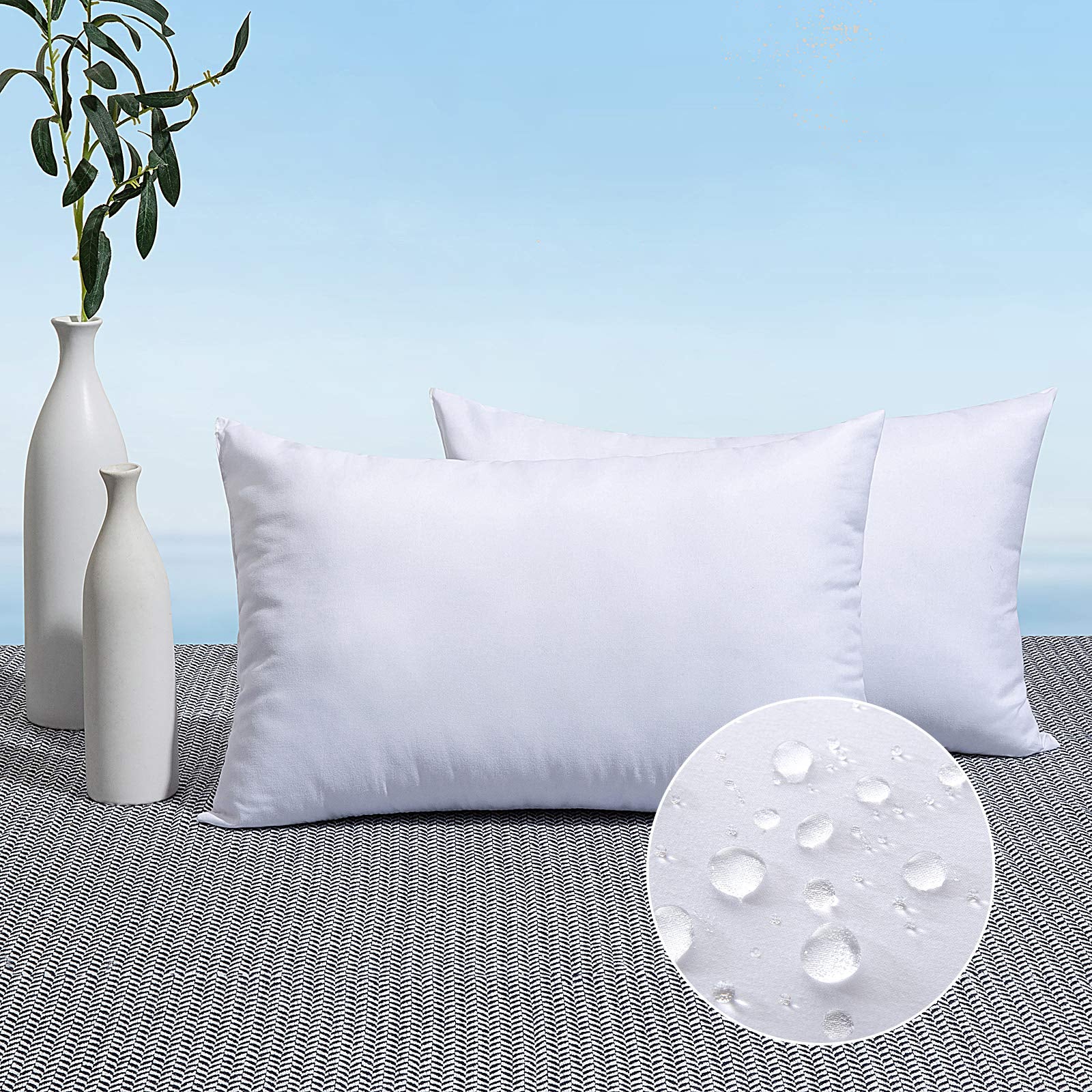 MIULEE outdoor pillow insert 12x20 front view for porch comfort and style