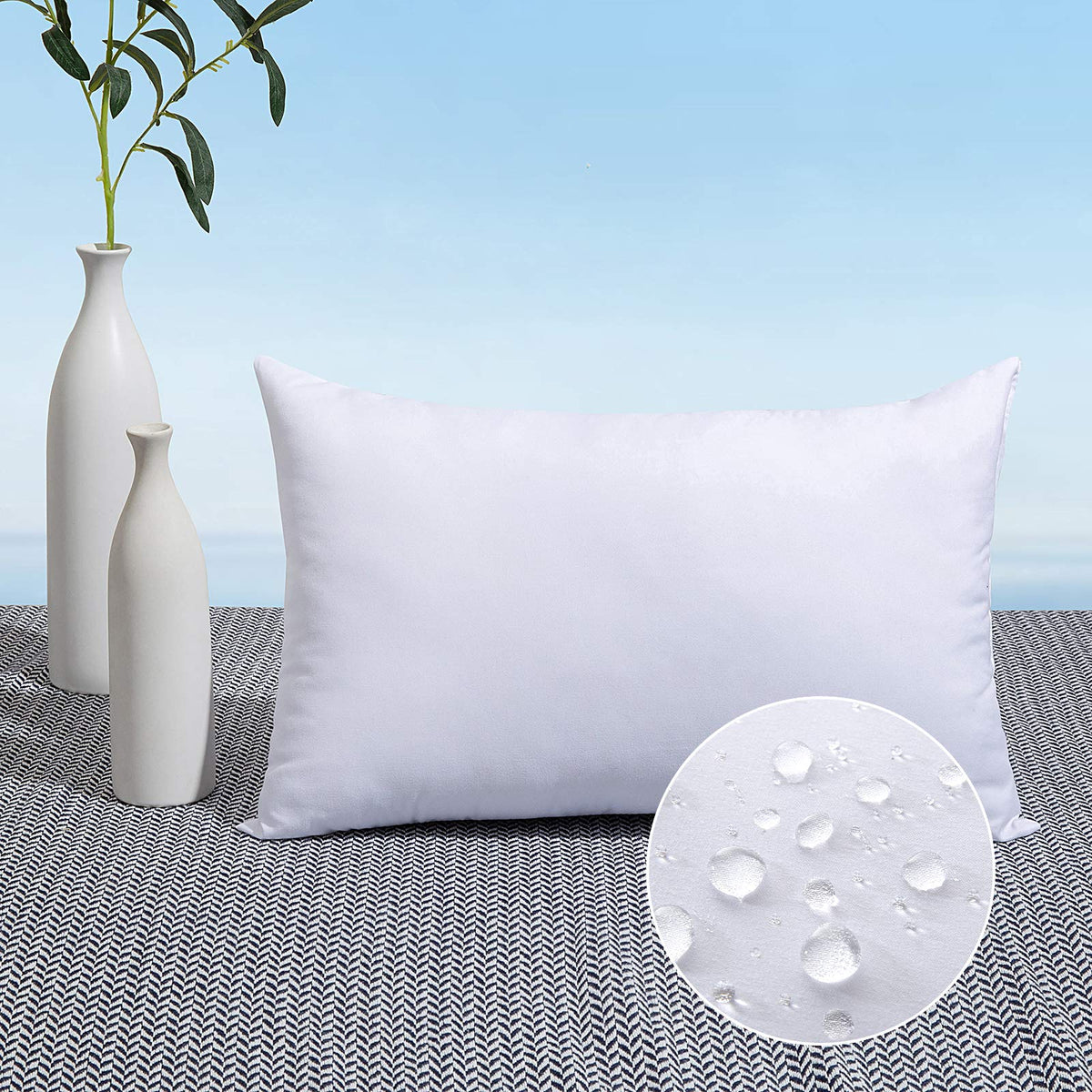 MIULEE outdoor pillow insert in 12x20 showing durable waterproof construction for patio seating.