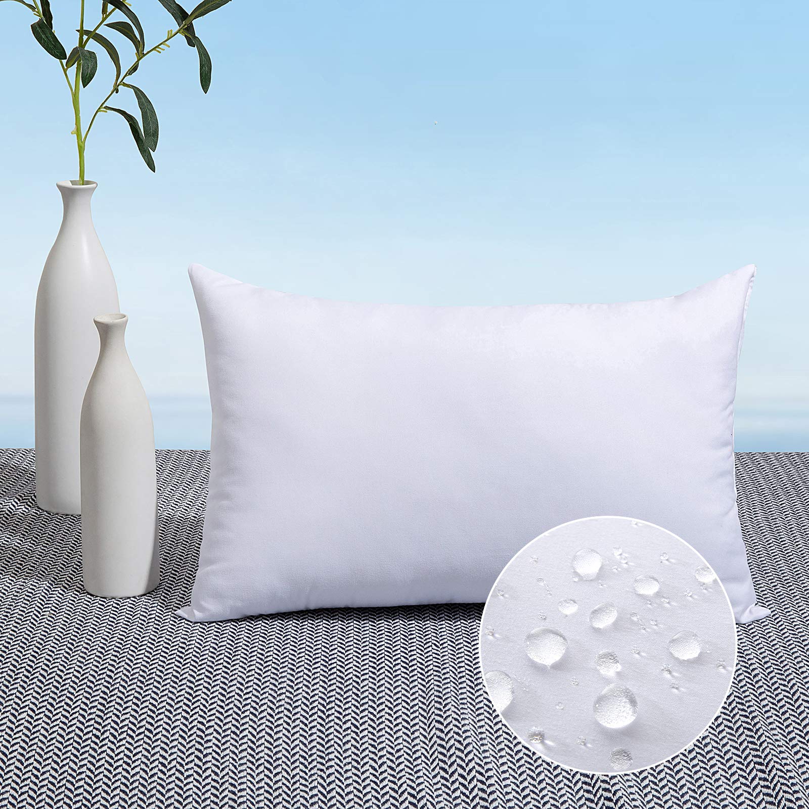 MIULEE outdoor pillow insert shows waterproof fabric for all-weather patio use.