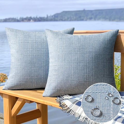 MIULEE outdoor waterproof pillow cover in light blue for patio cushions.
