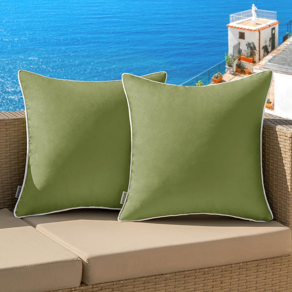 MIULEE outdoor pillow cover sage green 18x18 enhances patio cushions with weather protection.
