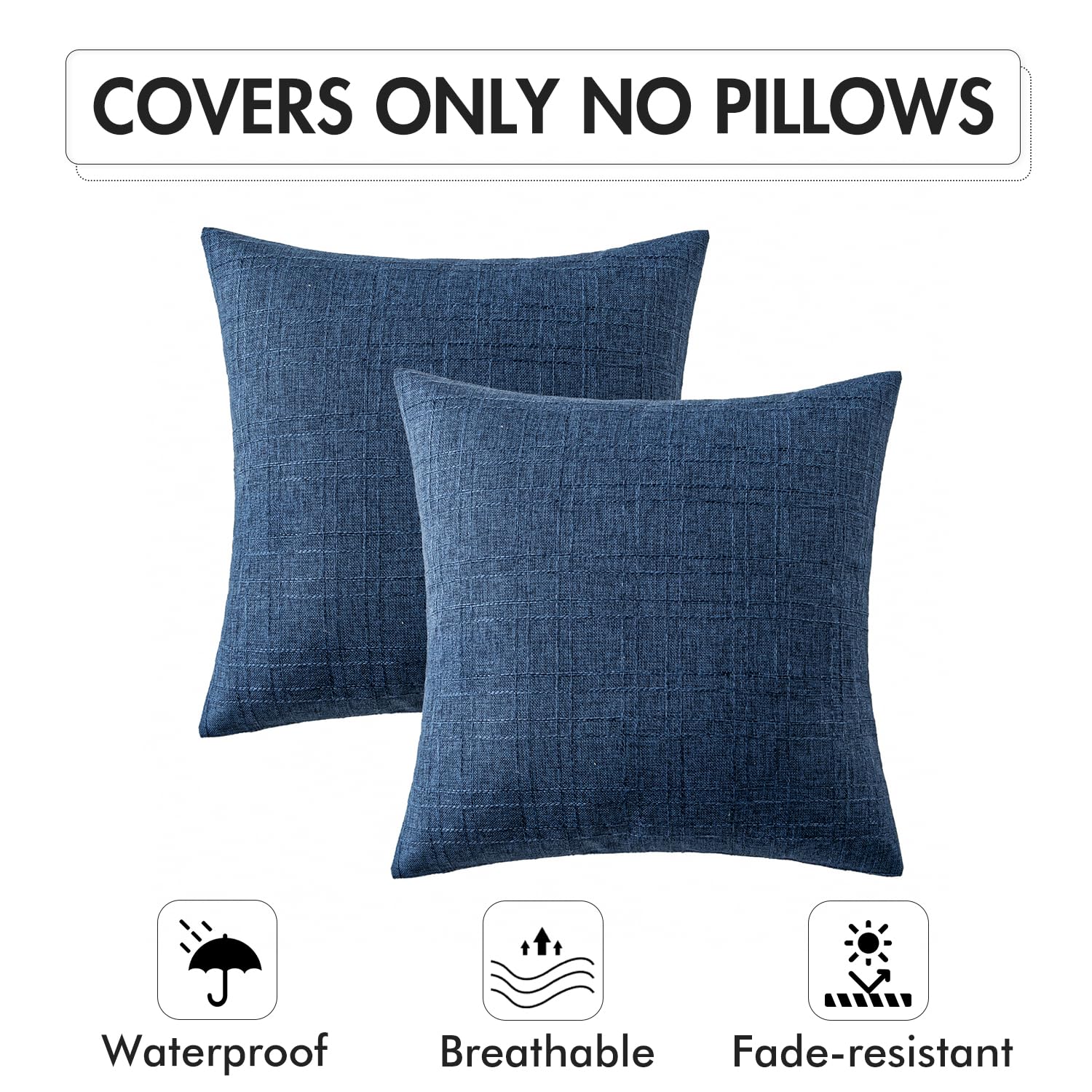 MIULEE two-pack navy pillow covers sized 18x18 for sofas and chairs