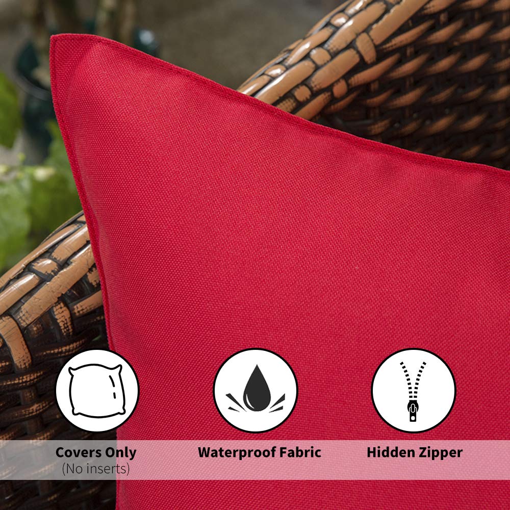 MIULEE patio decor red pillow cover with hidden zipper for easy insertion.