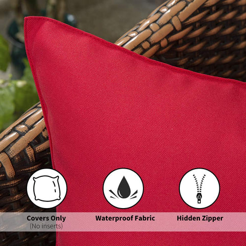 MIULEE patio decor red pillow cover with hidden zipper for easy insertion.