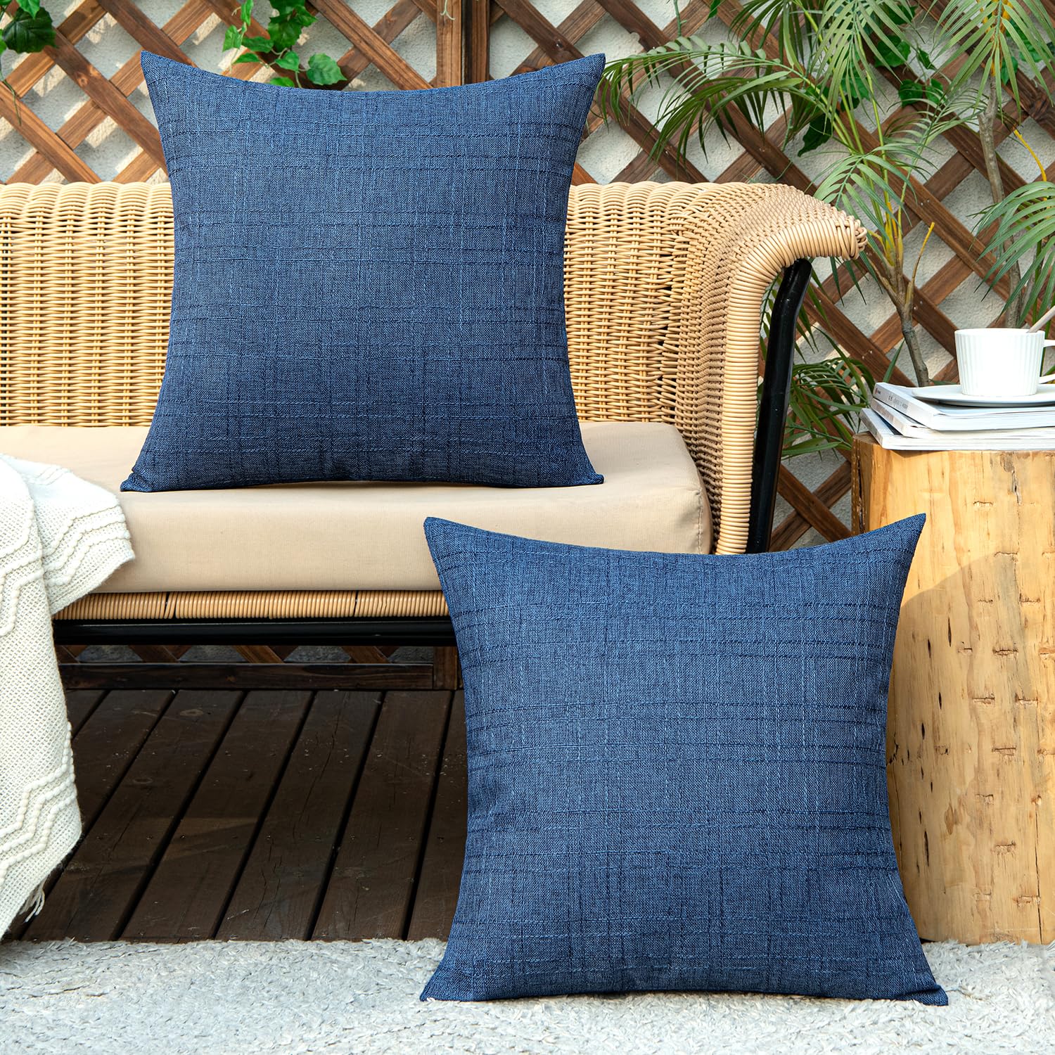 MIULEE navy cushion cover for patio and garden lounge areas