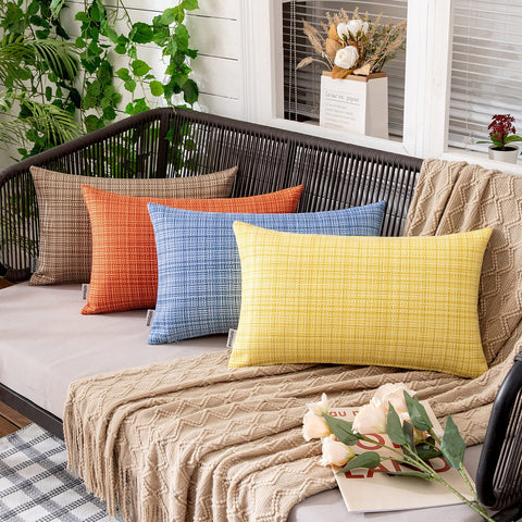 MIULEE tent and balcony pillow cover yellow 12x20 for outdoor use
