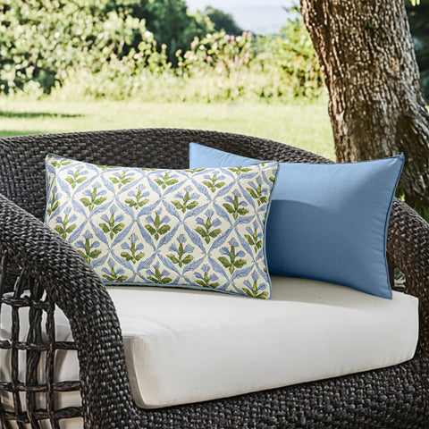 MIULEE 12x20 outdoor cushion cover with floral pattern and piping.