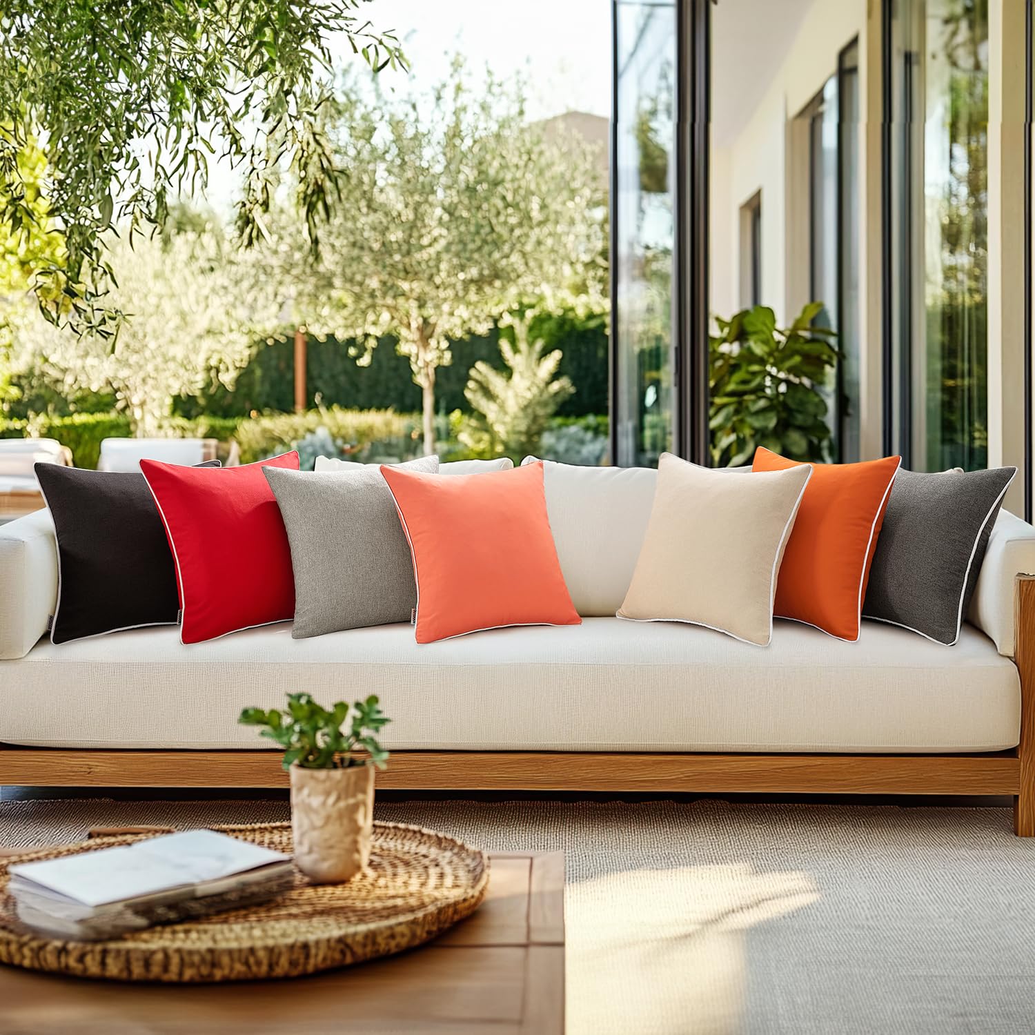 MIULEE two-pack coral red pillow covers for quick refresh