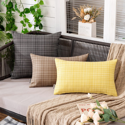 MIULEE water-resistant cushion cover for patio 12x20 inches with PU coating