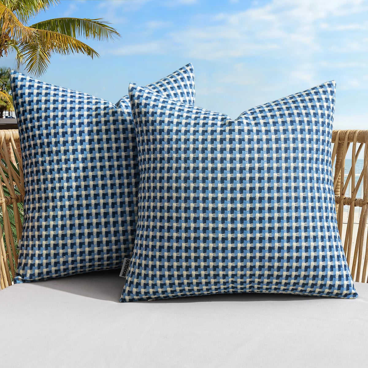 MIULEE waterproof outdoor pillow cover in blue protects cushions outdoors