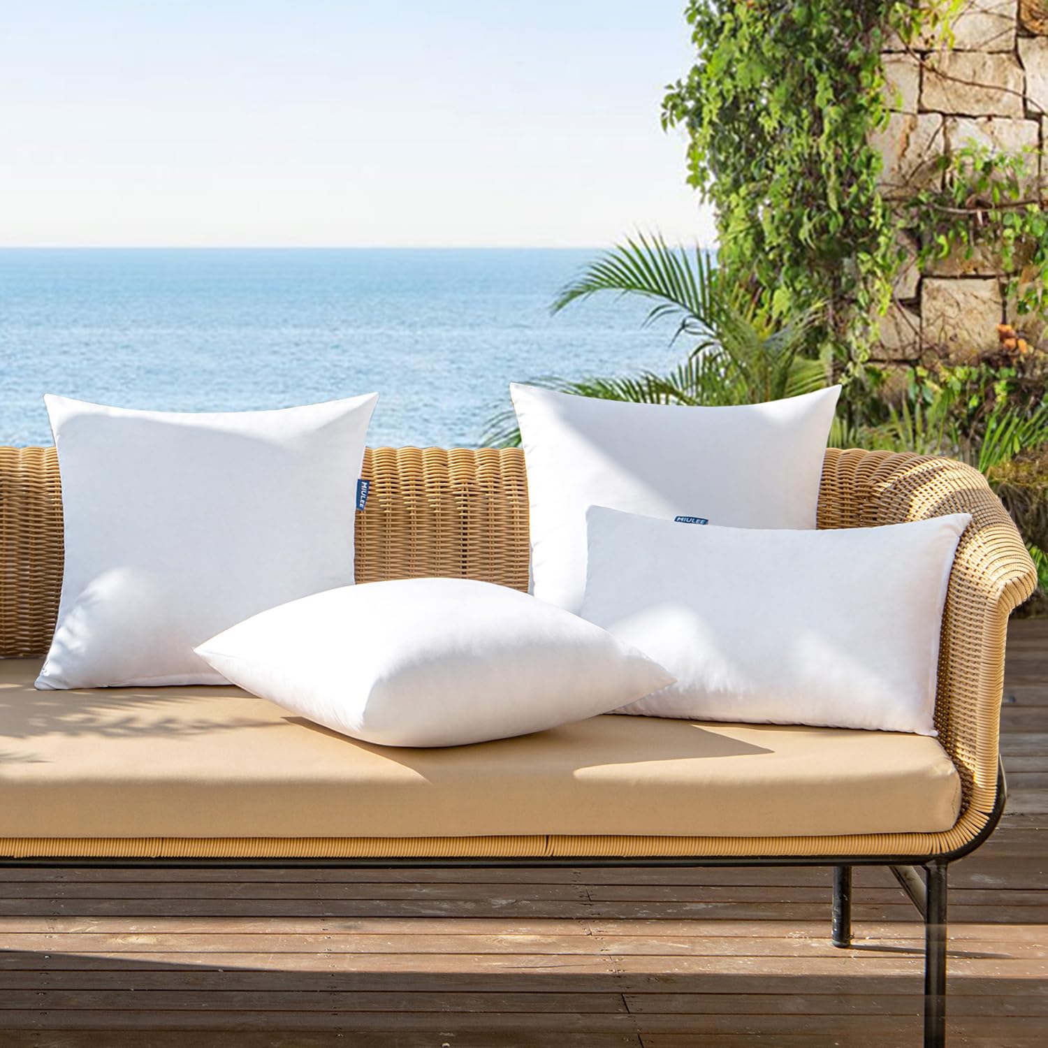 MIULEE waterproof pillow insert designed for sofa and patio furniture outdoor use.