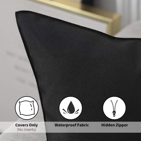 MIULEE waterproof pillow cover in black 18x18 for outdoor use