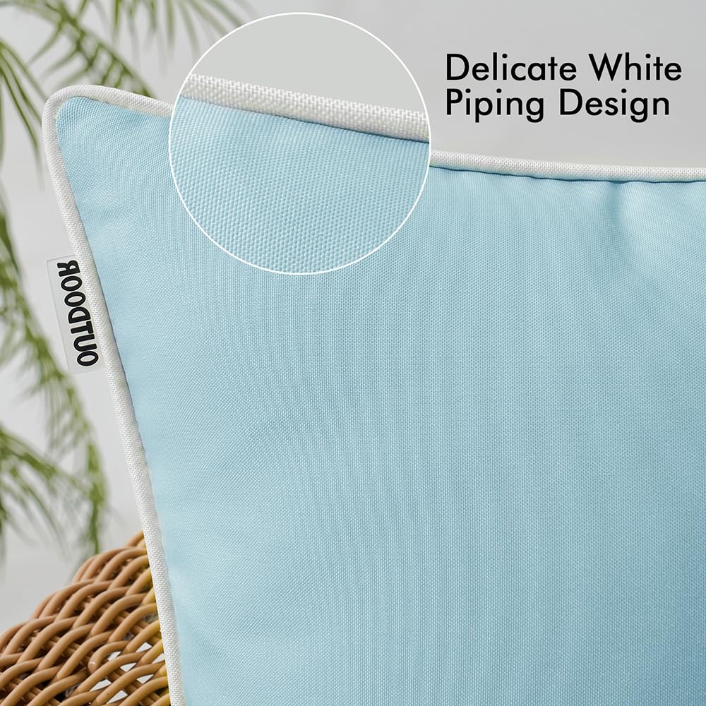 MIULEE blue waterproof pillow cover protecting cushions near a pool.