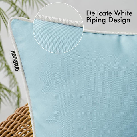 MIULEE blue waterproof pillow cover protecting cushions near a pool.