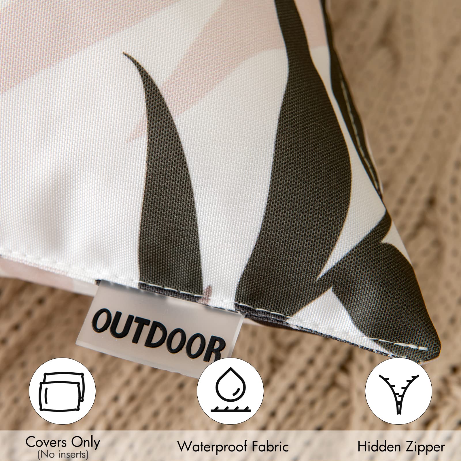 MIULEE waterproof pillow cover closeup zipper for simple insert and removal