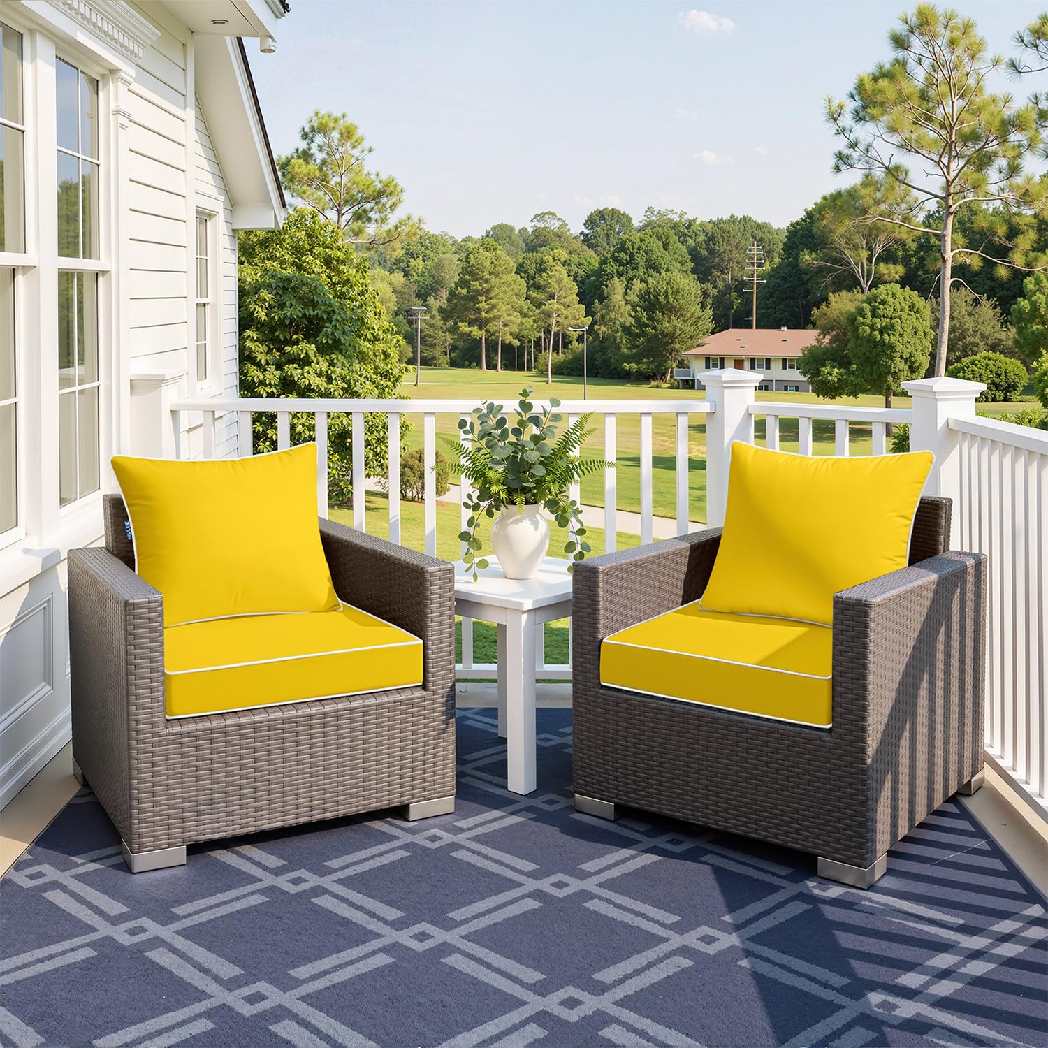 MIULEE yellow outdoor back cushion designed for durable, supportive lounging.