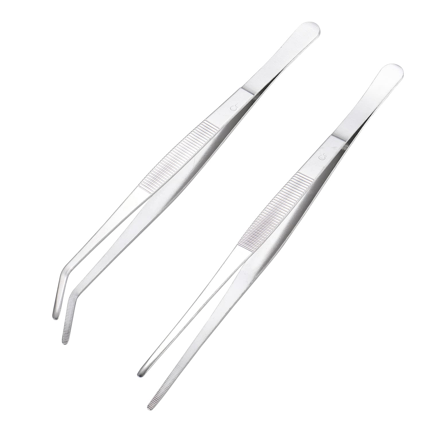 MIUPOO tweezers with serrated tips grip slippery materials securely