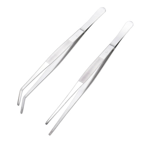 MIUPOO tweezers with serrated tips grip slippery materials securely