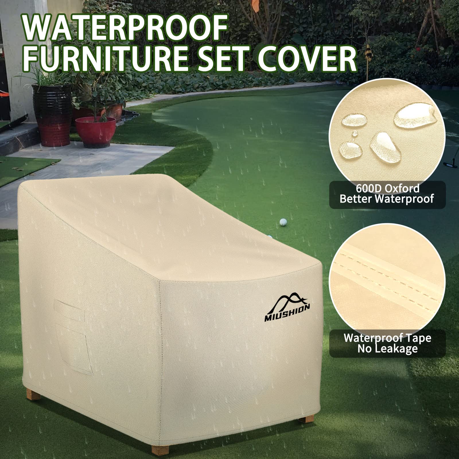 Miushion 2-pack chair cover includes an air vent to reduce moisture.