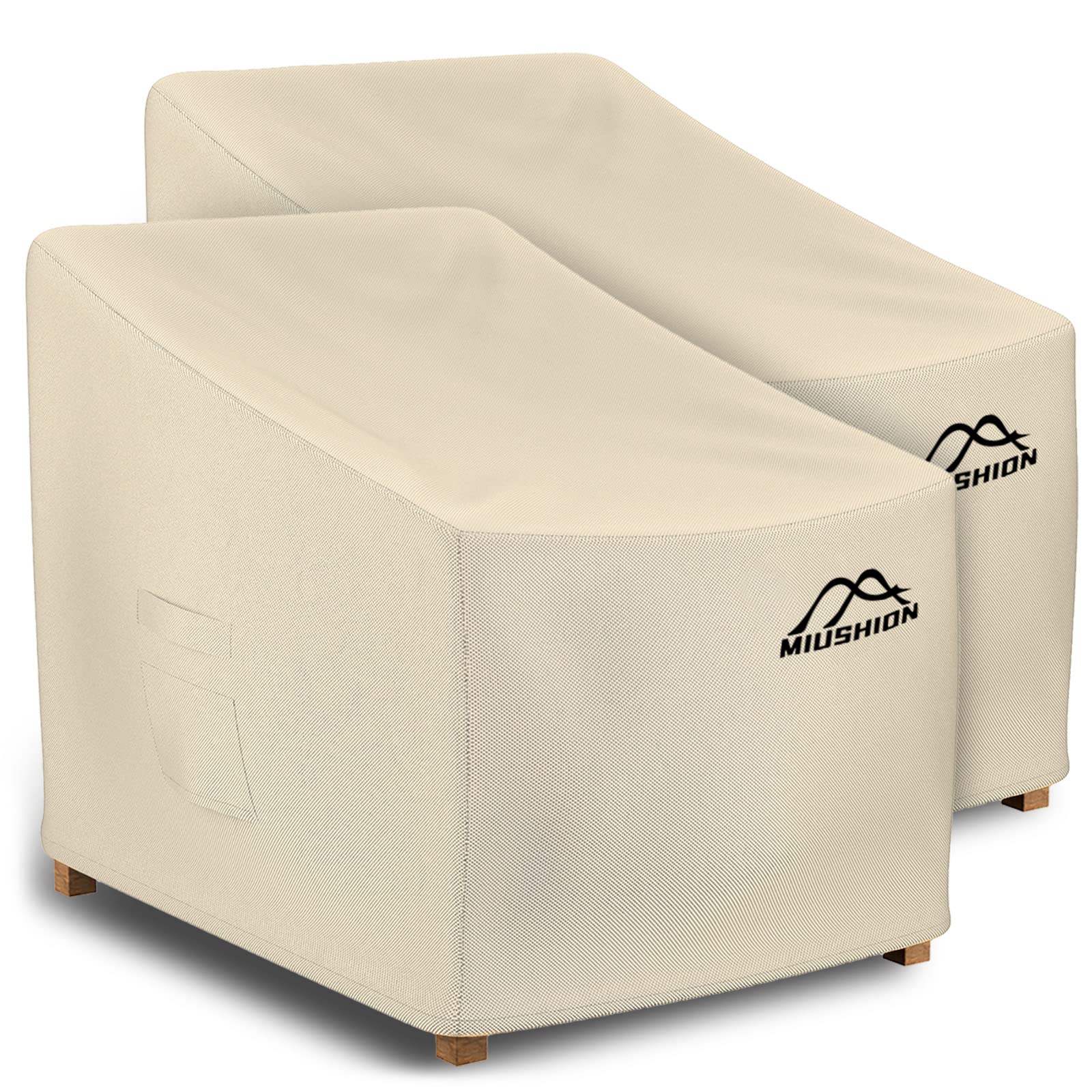Miushion 2-pack patio chair cover with waterproof coating protects furniture from rain and sun.