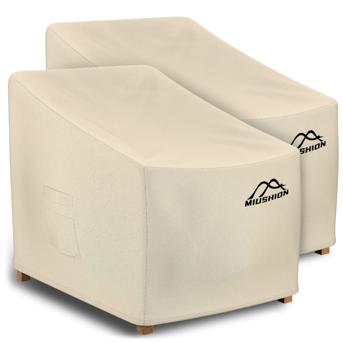 Miushion 2-pack patio chair cover with waterproof coating protects furniture from rain and sun.