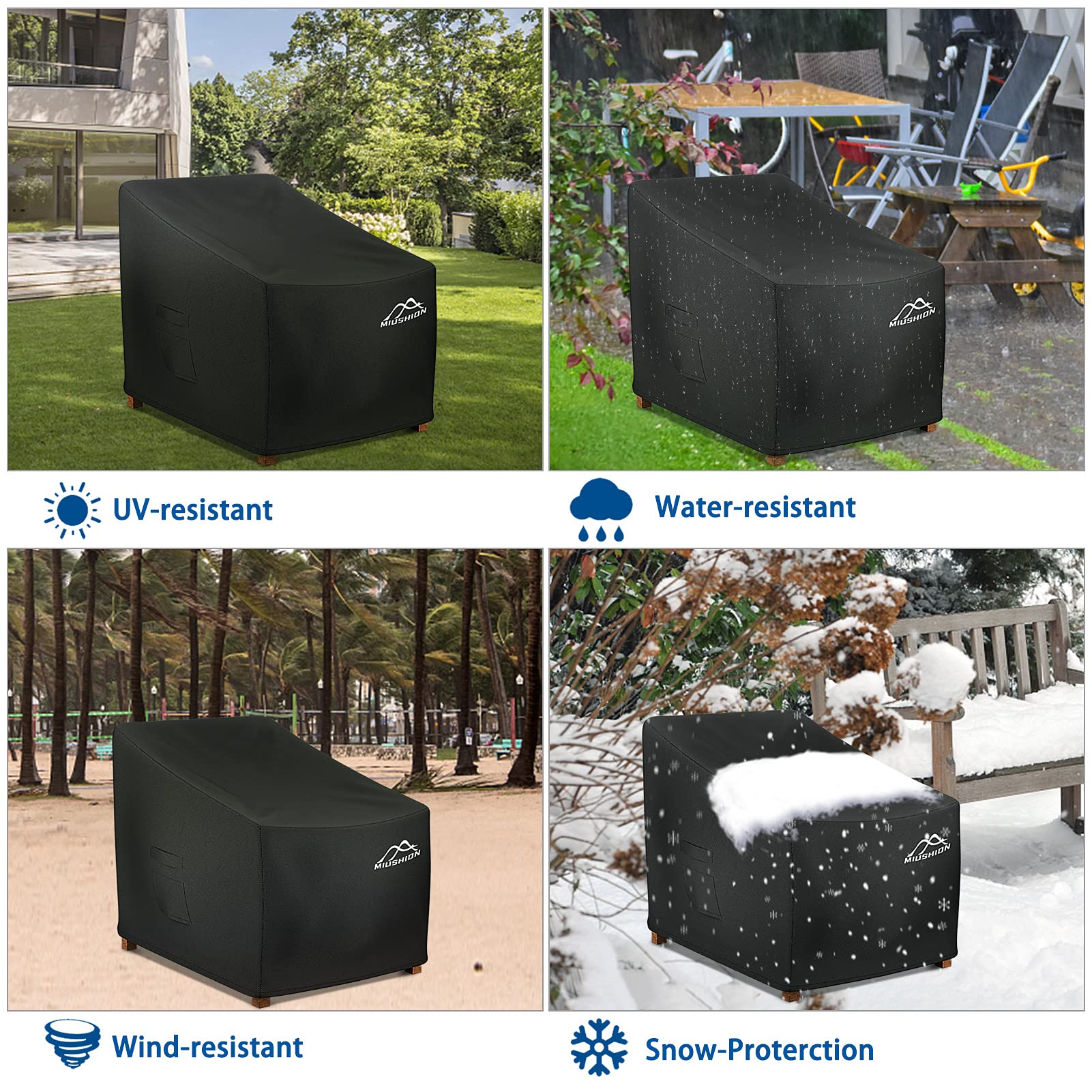 Miushion easy-on, easy-off handles simplify installation and removal.