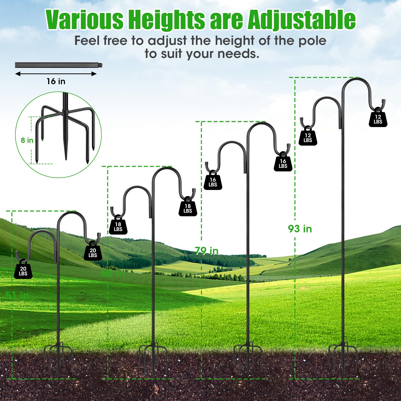MIUVIBENI hummingbird feeder hook keeps nectar feeders easily accessible for viewing.