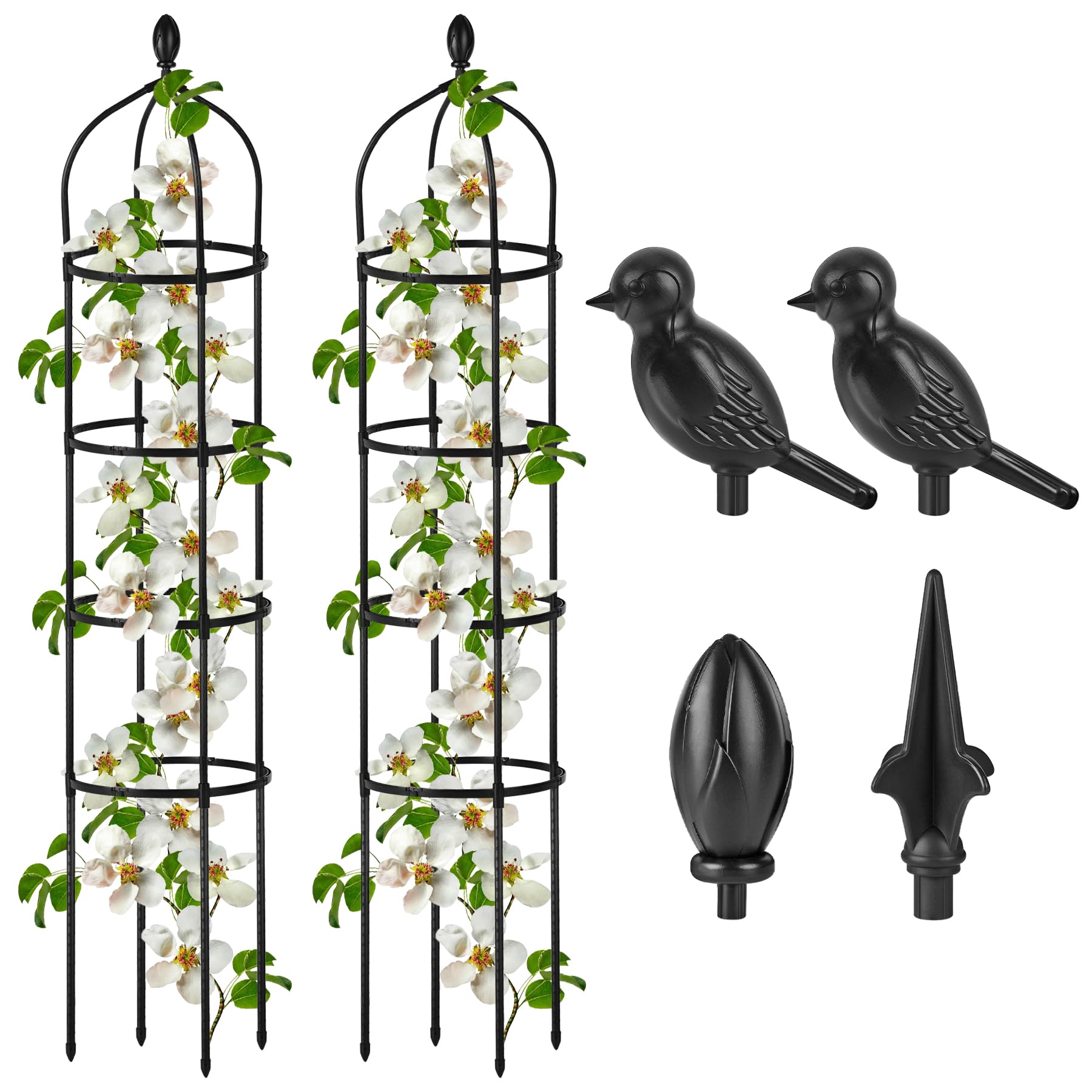 Miuwauer 2-pack garden obelisk trellis supports roses and climbing vines.