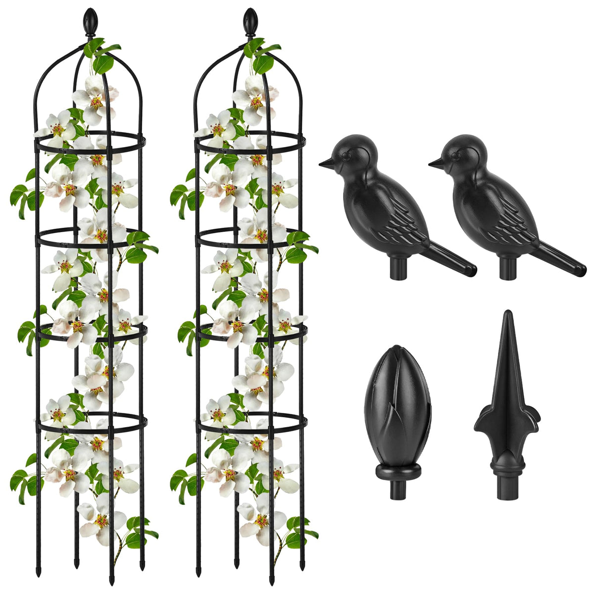Miuwauer 2-pack garden obelisk trellis supports roses and climbing vines.