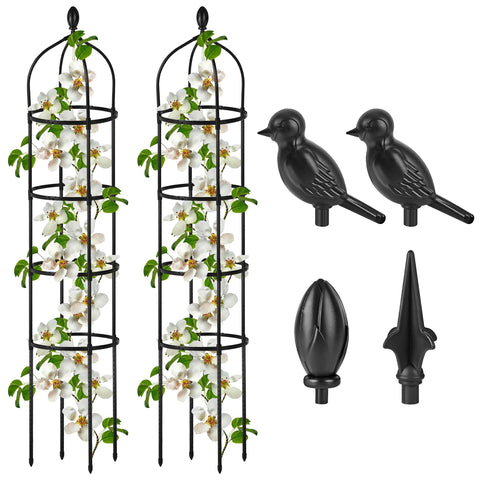 Miuwauer 2-pack garden obelisk trellis supports roses and climbing vines.
