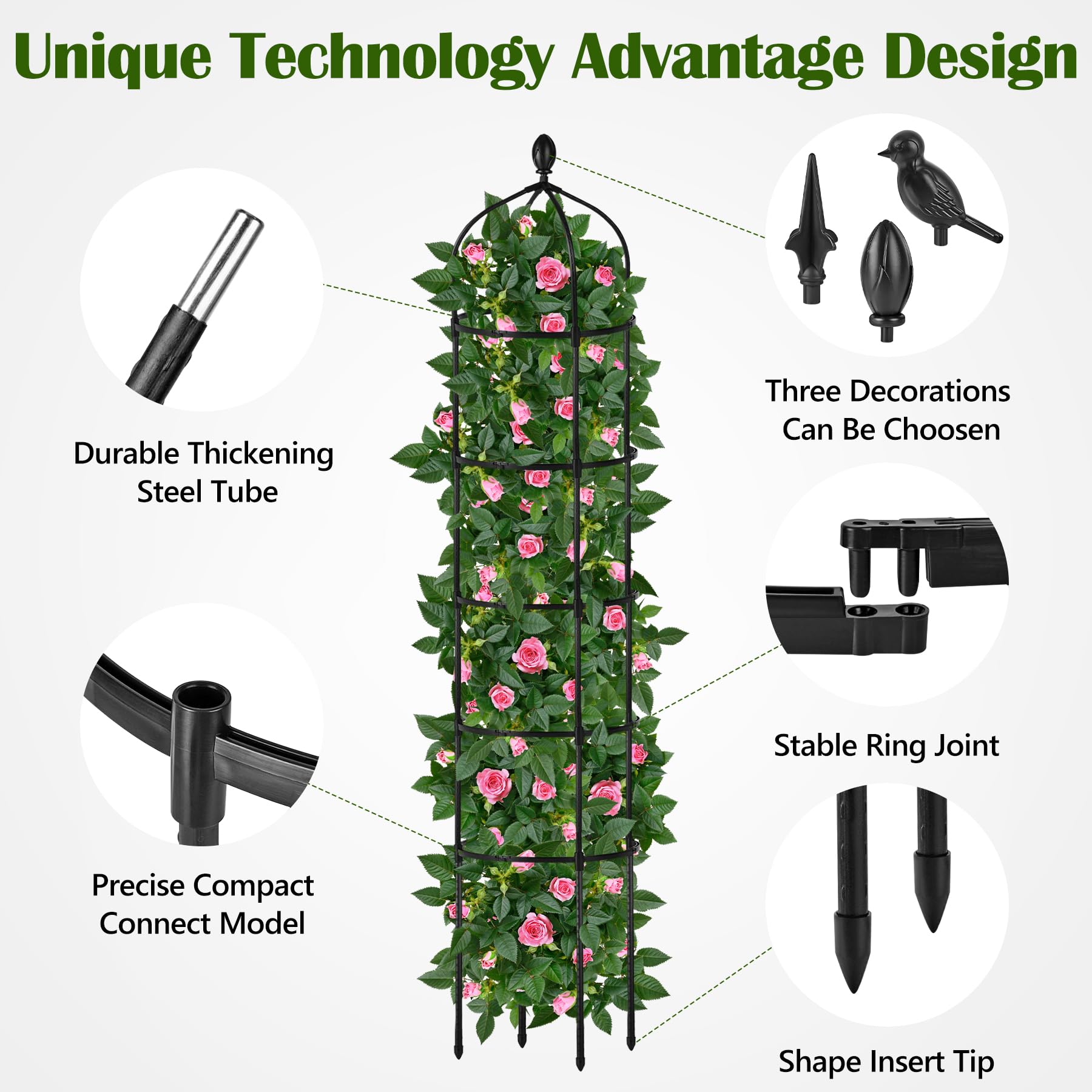 Miuwauer adjustable support rings adapt to plant growth for secure, upright vines
