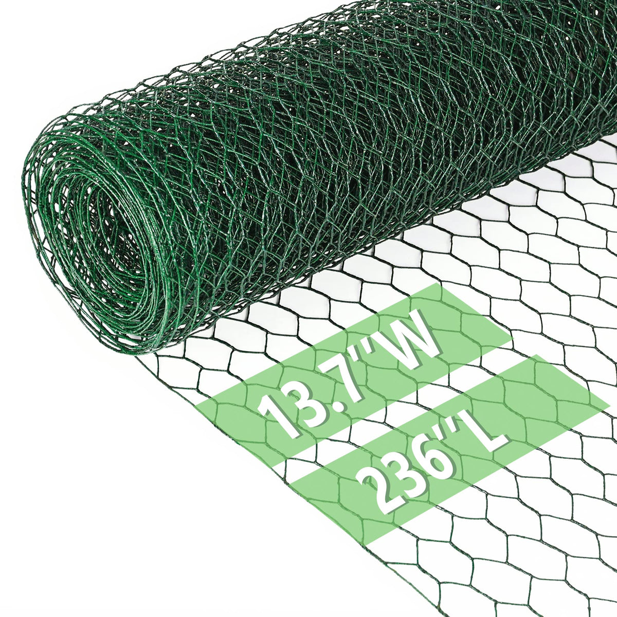 Miuwauer chicken wire 13.7x236 in hex mesh secures garden beds from pests.