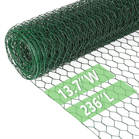Miuwauer chicken wire 13.7x236 in hex mesh secures garden beds from pests.