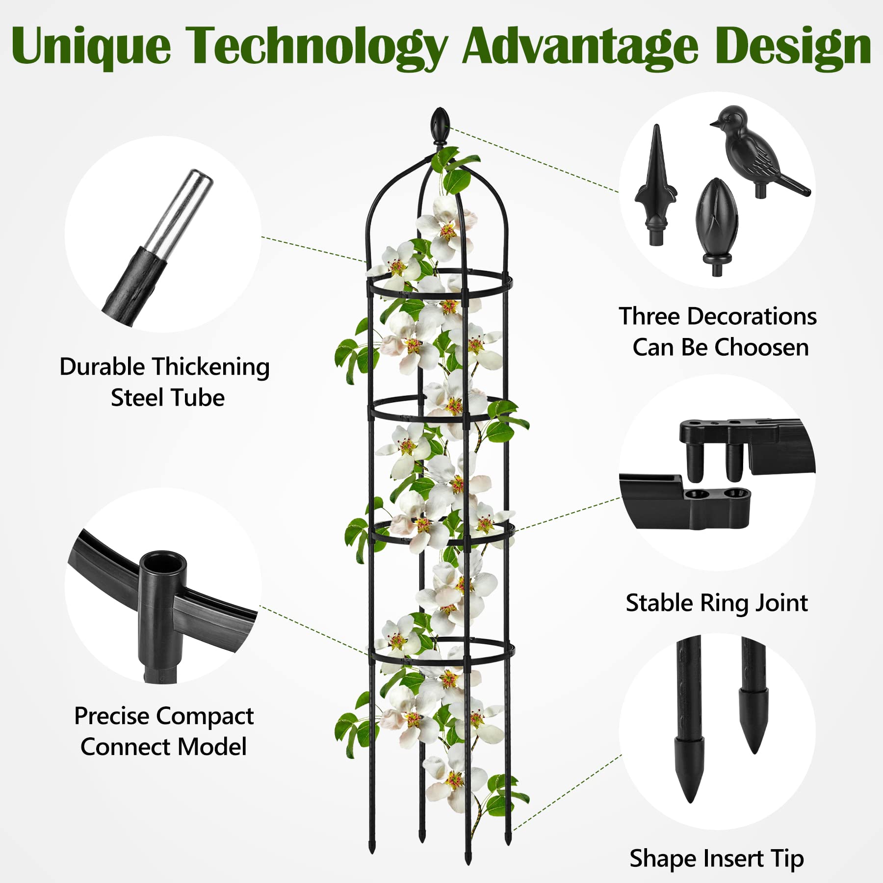 Miuwauer adjustable rings on the trellis aid plant support.