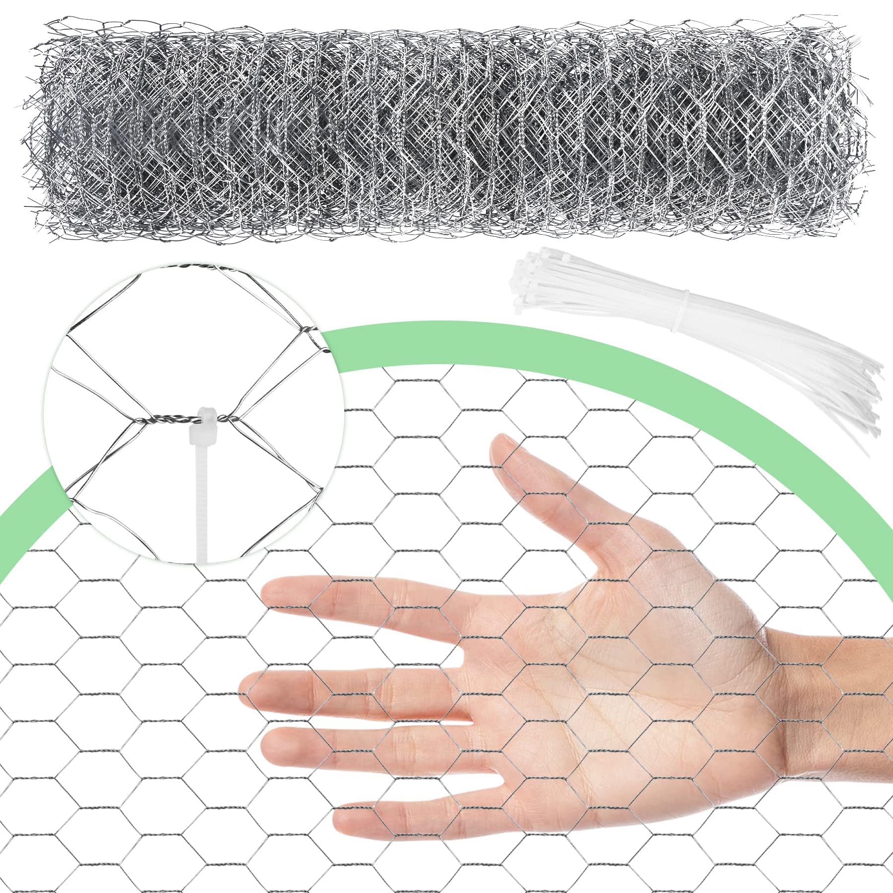 Miuwauer hexagonal mesh closeup shows sturdy wire ideal for shaping.