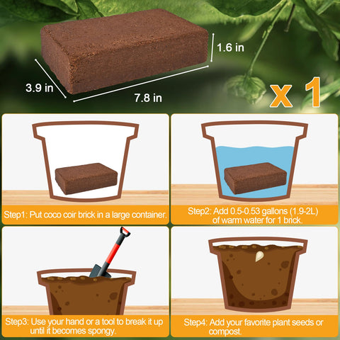 Miuwauer Organic Coco Coir Brick demonstrates aerated structure for better root health.
