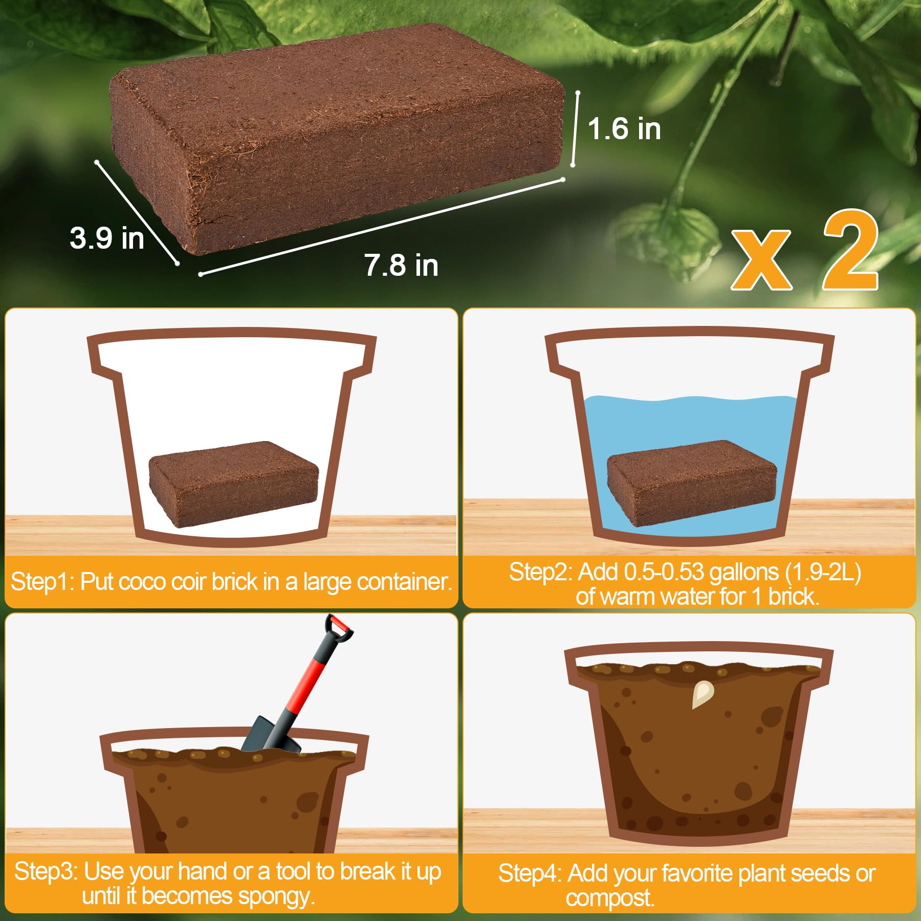 Miuwauer Organic Coco Coir Brick expanded after hydration, ideal for seed starting.