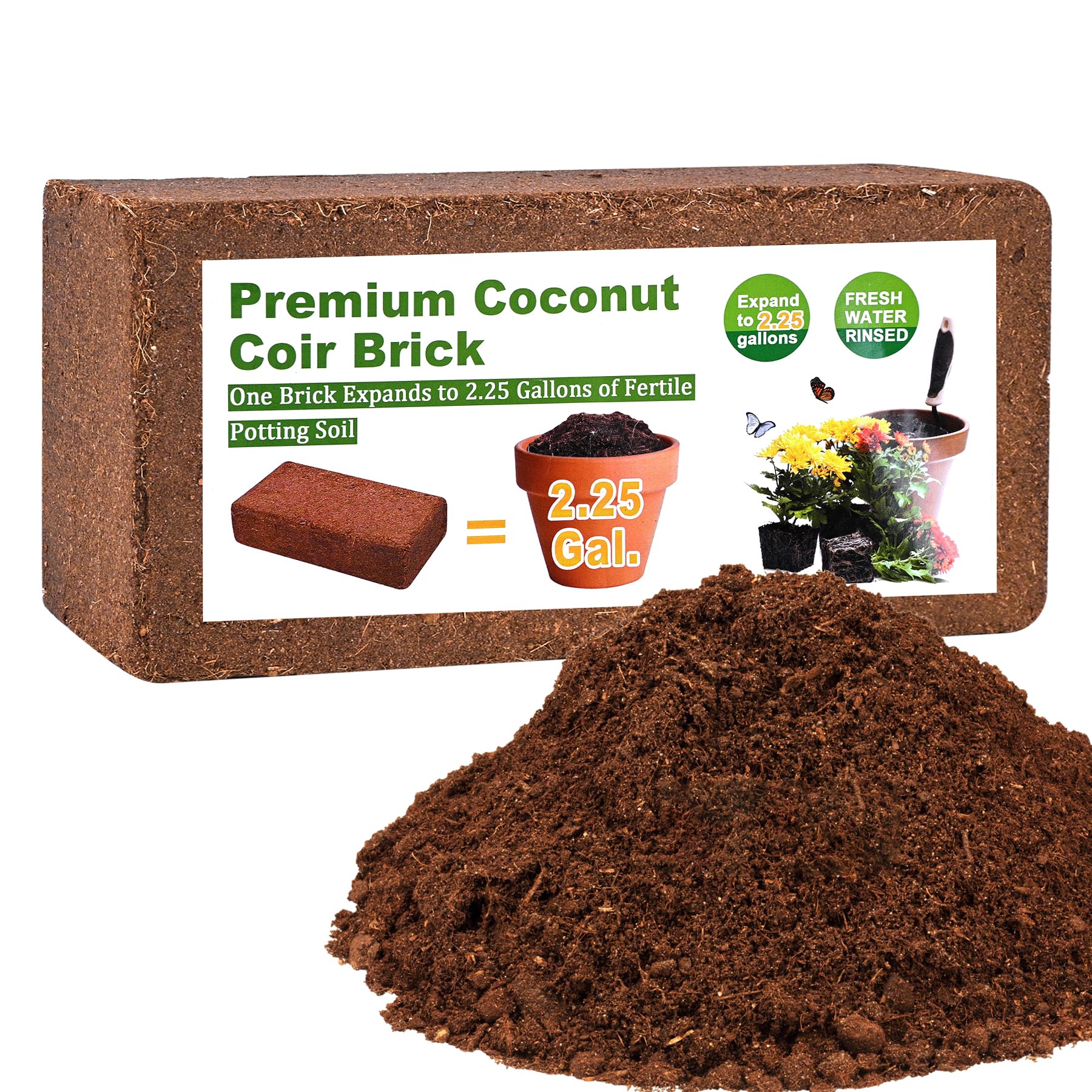 Miuwauer Organic Coco Coir Brick expanding in water to create ready-to-use growing medium.