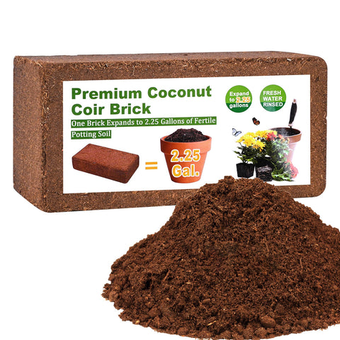Miuwauer Organic Coco Coir Brick expanding in water to create ready-to-use growing medium.