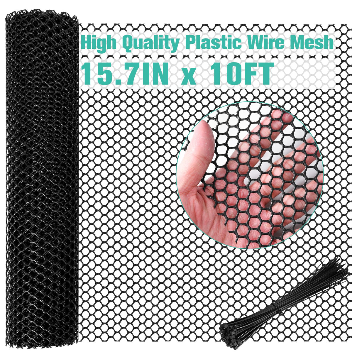 Miuwauer plastic mesh fence roll, 15.7in by 10ft, versatile boundary fencing.