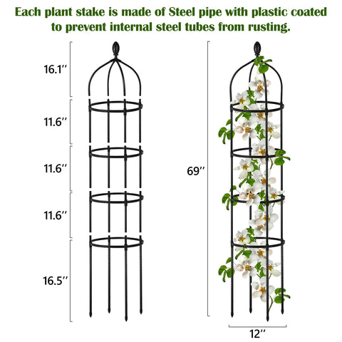 Miuwauer matte-black rose bush trellis blends with garden while supporting climbers.
