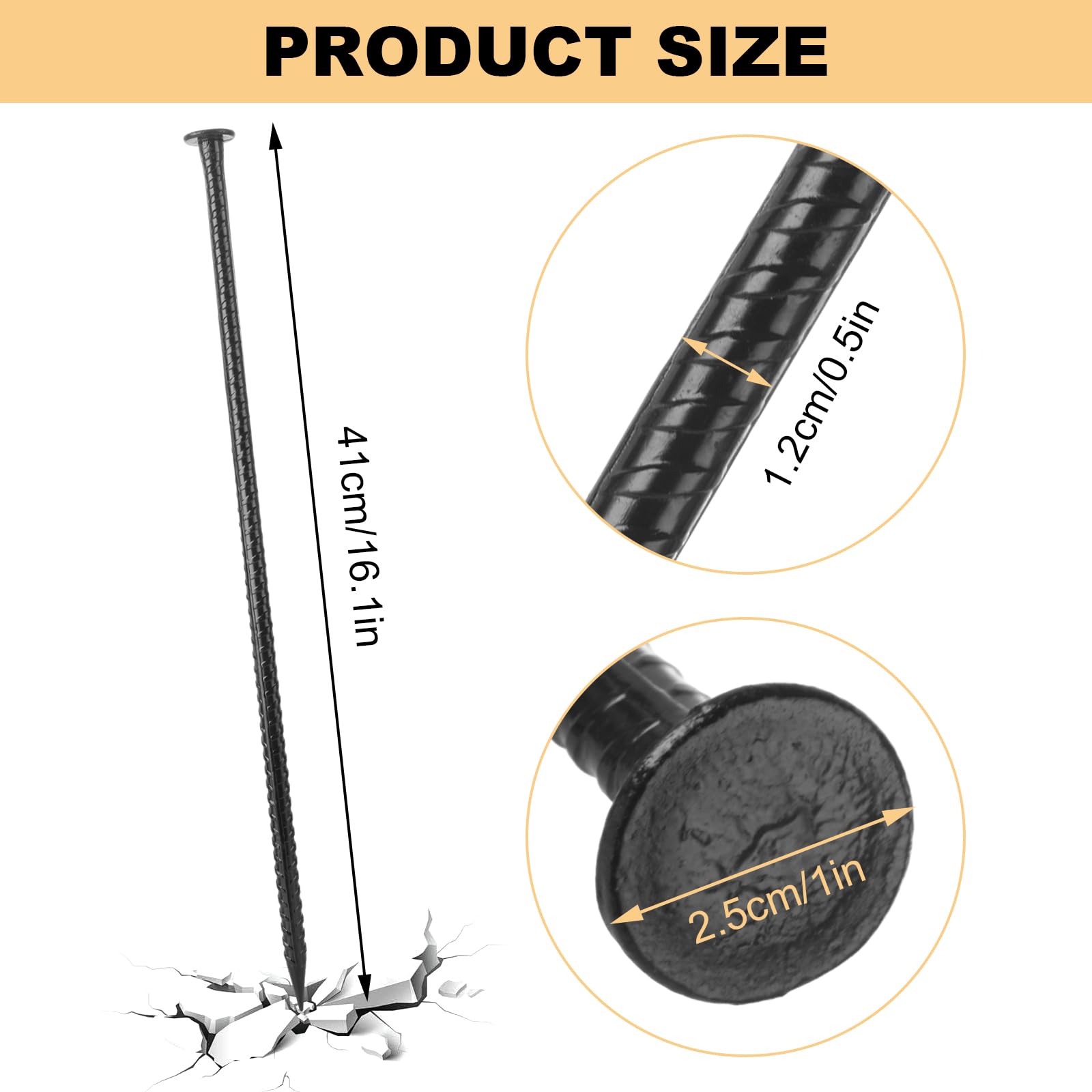 MIVIDE 16-inch rebar stake with chisel point end enables easy ground penetration.