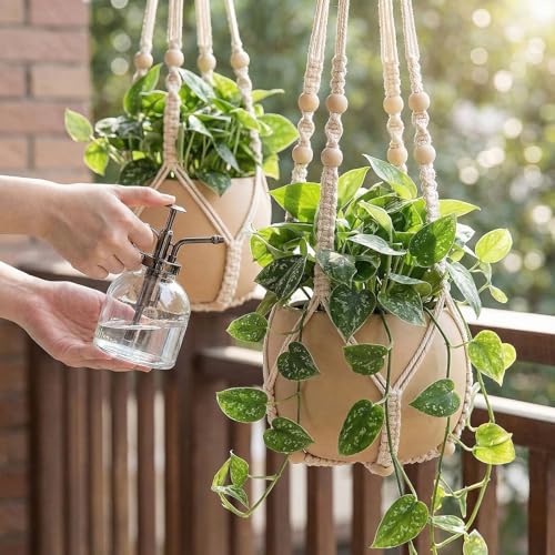 mivofo bottom ring detail on ivory macrame hanger for stability