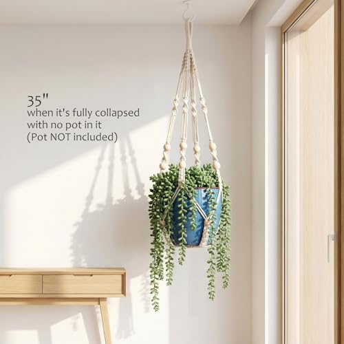 mivofo tassel-free macrame hanger bottom ring ivory, sturdy support