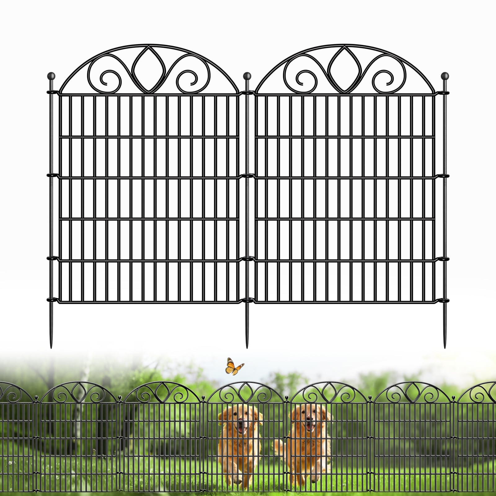 MIWEVRO 10-Panel fence panel close-up showing sleek black finish for garden appeal