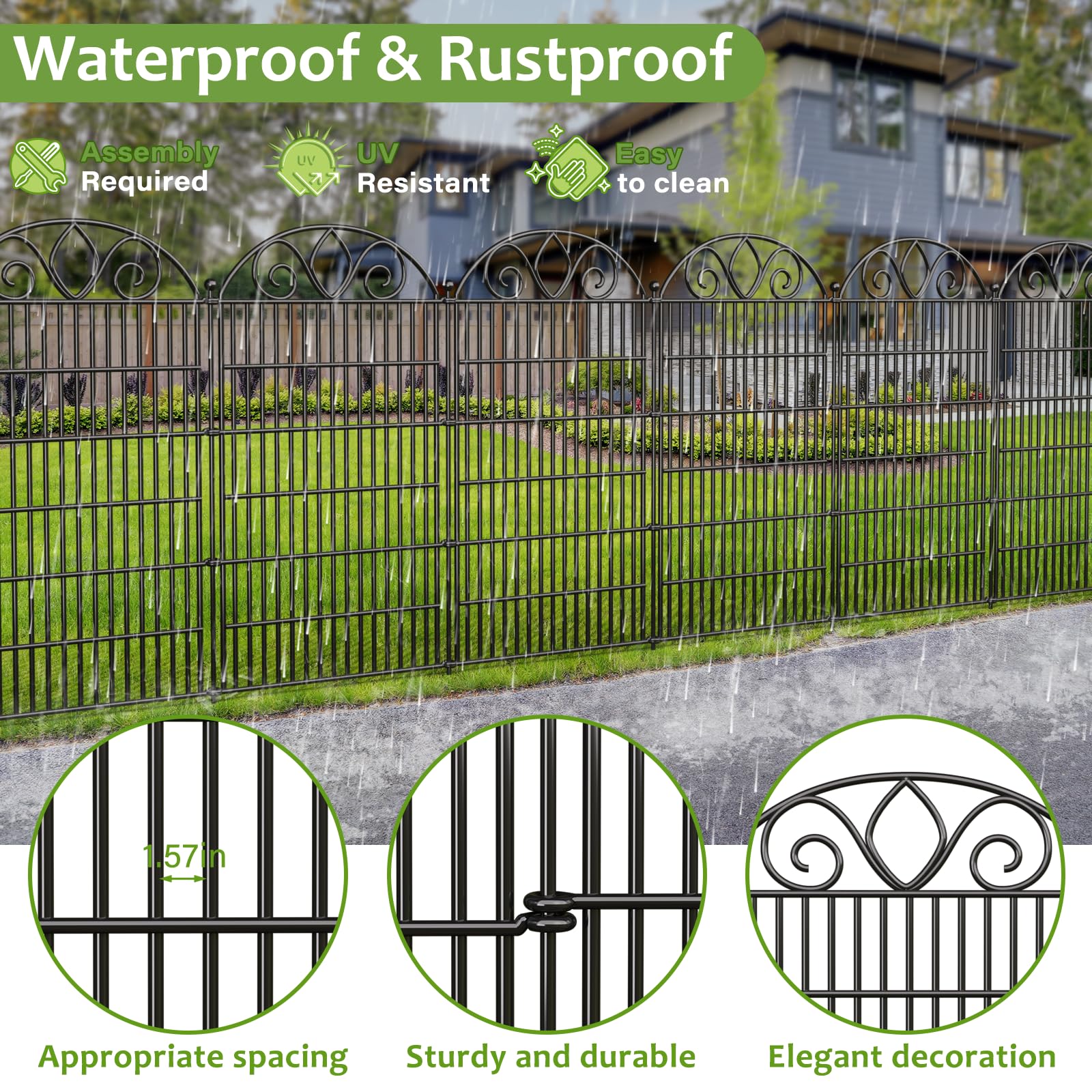 MIWEVRO rustproof metal fence standing strong in all weather