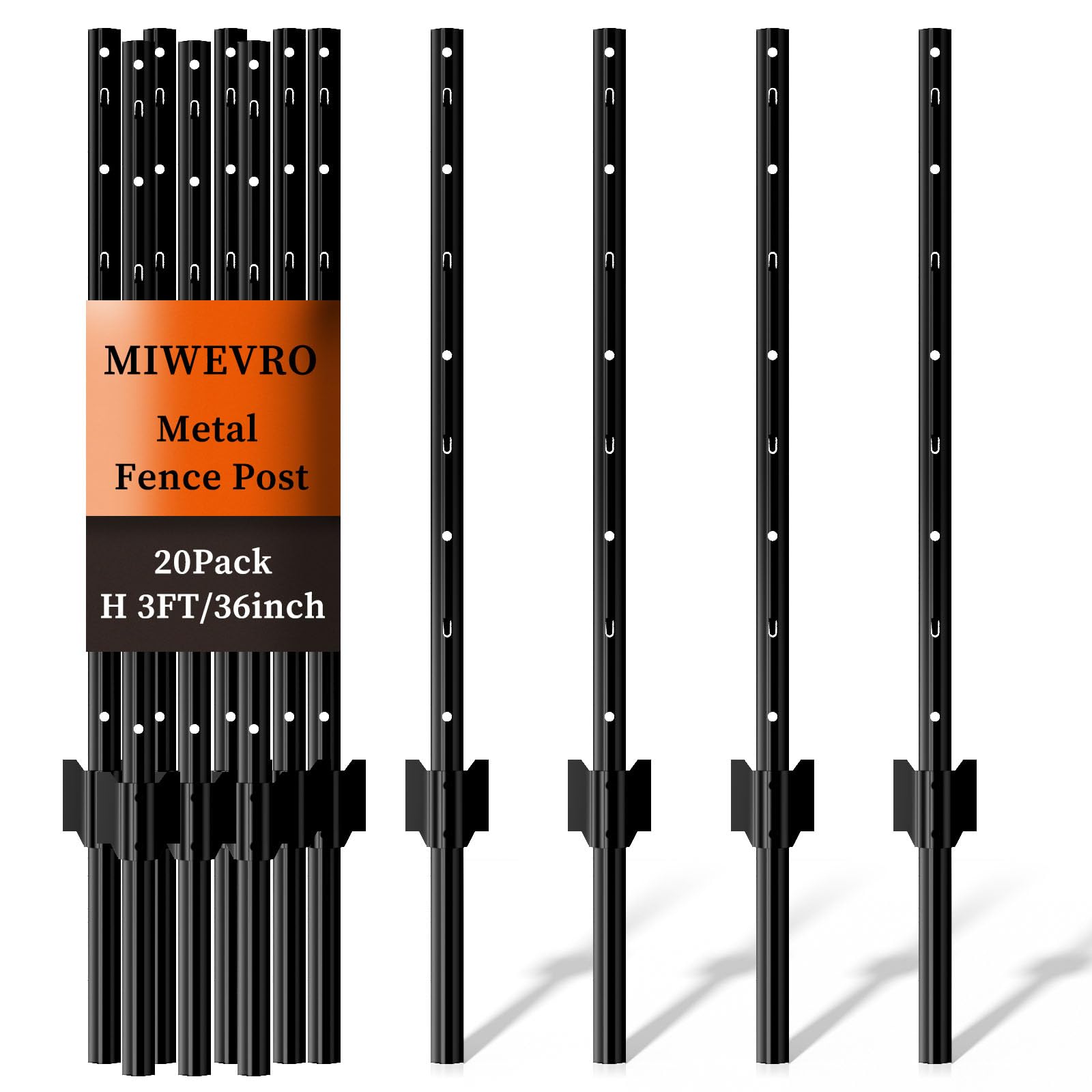 MIWEVRO fence post 3ft solid metal for quick no-dig installation.