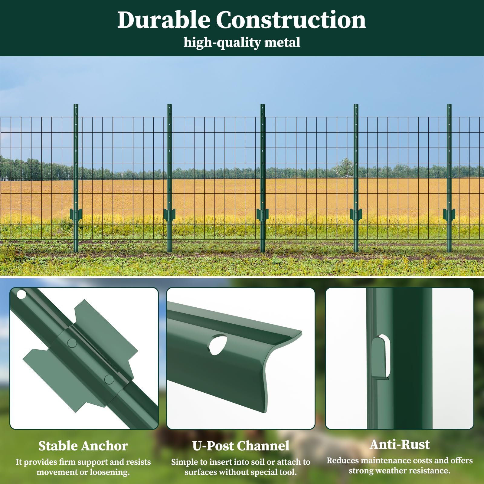 MIWEVRO corner anchor post supporting a secure fence corner.