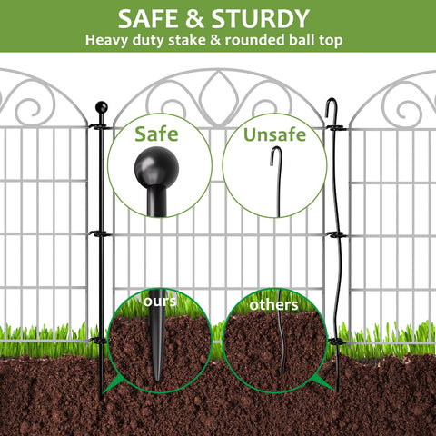 MIWEVRO no-dig fence panel side view shows sleek black design and compact boundary.